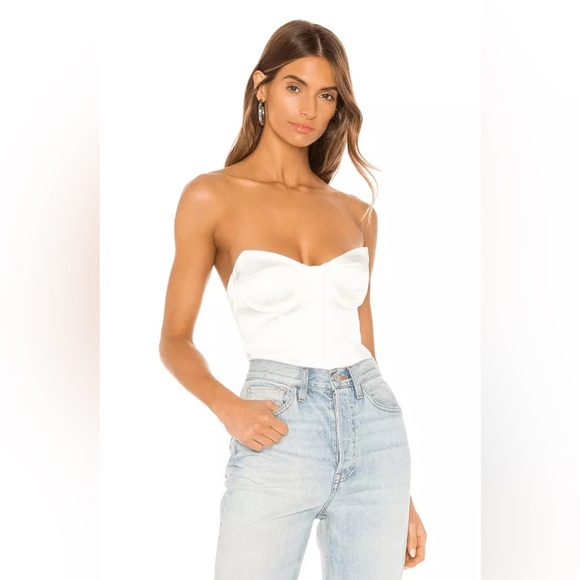 NEW! Revolve H:ours Tabitha Bodysuit Satin Corset White SZ S - Picture 2 of 11